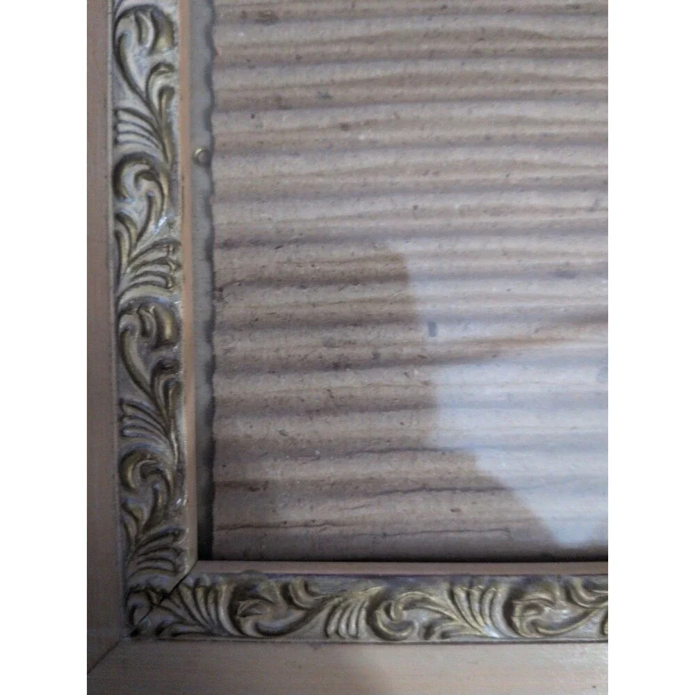 Light Blonde Wood Photo Picture Frame W/ Ornate Embossed Trim 6.5 X 8.5 Inches